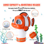 MKLZ Chlorine Floater, Floating Pool Chlorine Dispenser, Fits 1 and 3 Inch Tablets & Bromine Holder for Large/Small Pools, Hot Tub, Spa - Clown Fish
