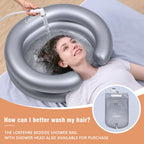 LOKFEHRE Large Portable Inflatable Hair Washing Basin for Bedridden - Wash Hair in Bed with Inflatable Shampoo Bowl.For Elderly,Disabled,Injured,Ideal Inflatable Sink for Locs Detox (Silvery)