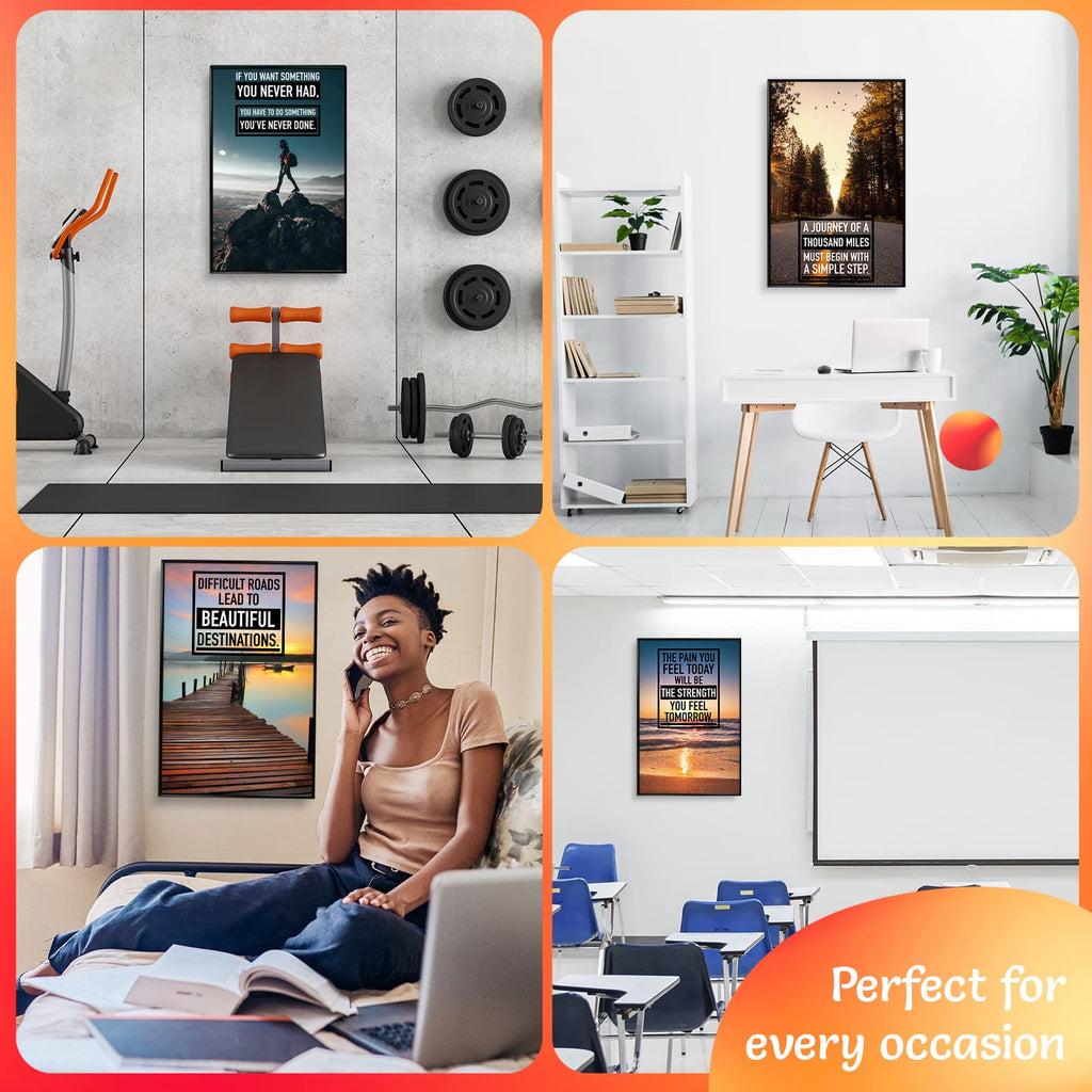 Inspirational Motivational Posters - Positive Affirmations, Uplifting Quotes, Wall Art Decor for Office, Home, Gym - Set of 6 11x17" Motivational Posters for Office Decor Inspirational Quotes Wall Art
