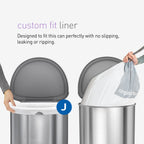 simplehuman Code J 200 Count, Genuine Custom Fit Liners, Drawstring Trash Bags in Dispenser Packs, 30-45 Liter / 8-12 Gallon, White