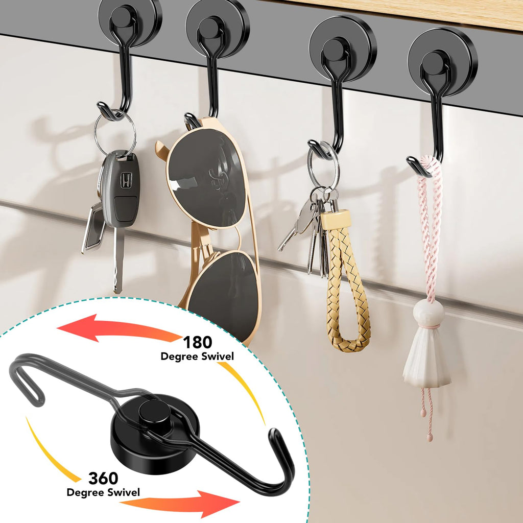 DIYMAG Black Magnetic Hooks 120LBS Strong Magnetics Heavy Duty 2026 Cruise Cabin Ship Essentials Magnet Hook with Metal Hanger for Hanging Refrigerator Home Kitchen Office 16Pack