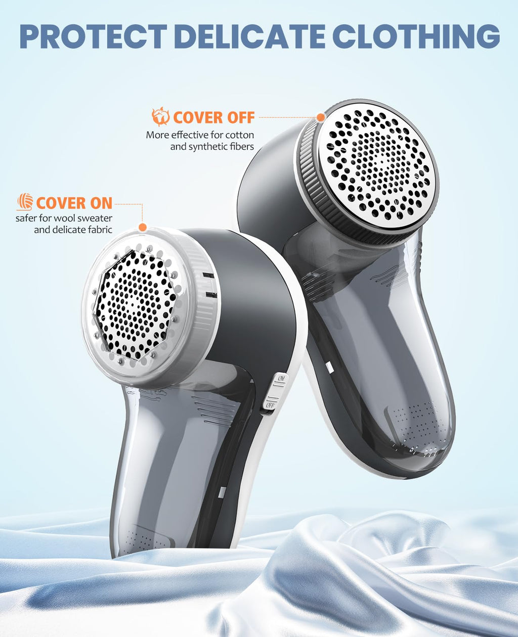 POPCHOSE Fabric Shaver, Lint Remover for Clothes, Battery Operated Lint Shaver with 6-Leaf Blades, Sweater Shavers to Remove Pilling for Clothing, Couch, Furniture, Fuzz, Lint Ball, Pillings