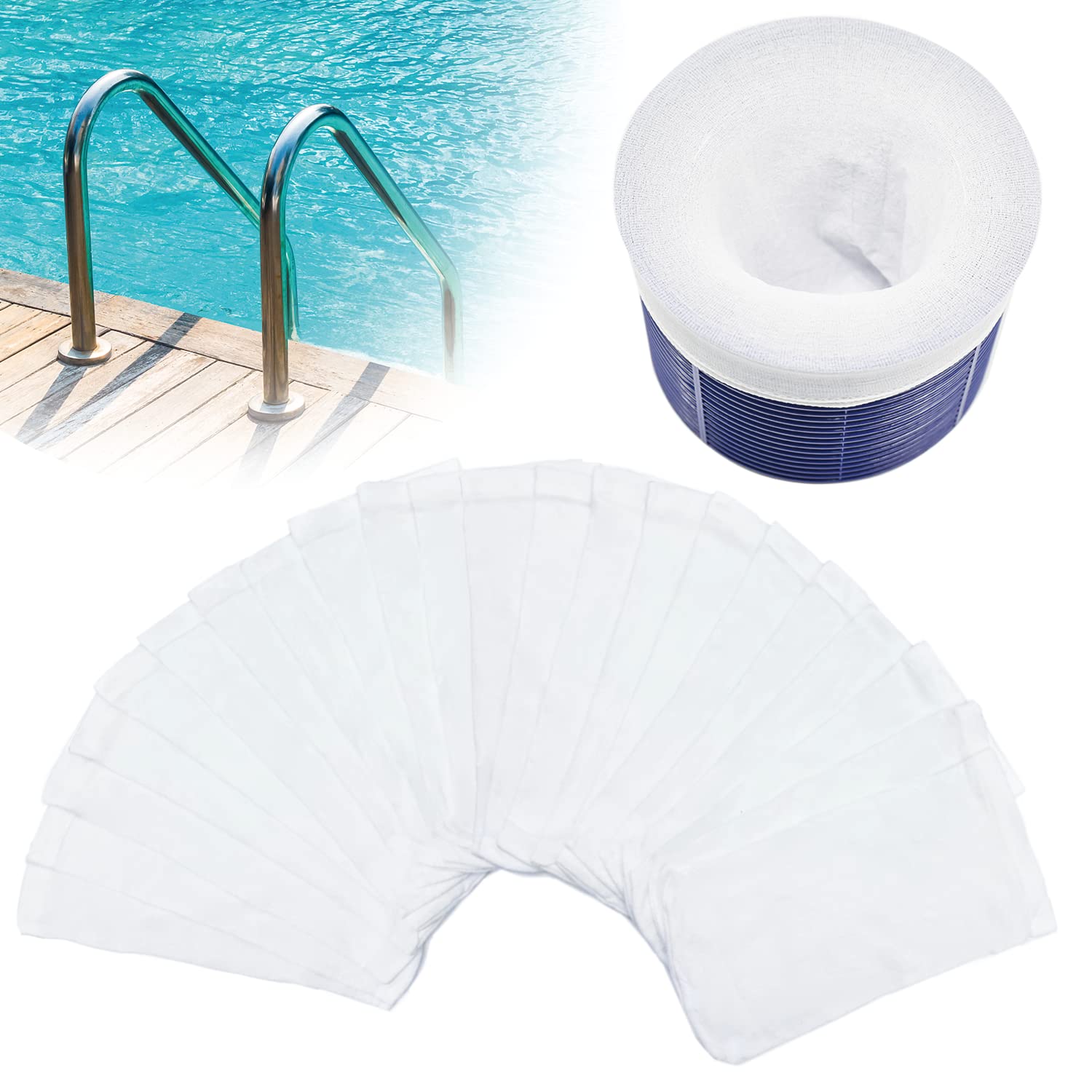 chicarry 100 Pack Pool Skimmer Socks, Reusable Pool Socks for Skimmer Basket, Skimmer Socks for Above Ground & Inground Pool (100 Pack)