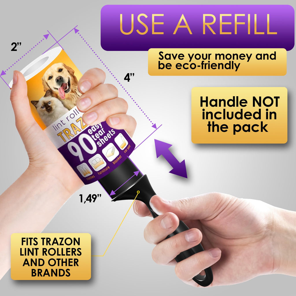 Lint Roller Refills 10 Pack of 900 Sheets / 10 Refills Rollers Only, Extra Sticky Roller for Pet Hair, Lint Remover Dog Hair, Cat Hair, Fuzz, Animal Fur, Lint Removal Roller Clothe, Stick Roller