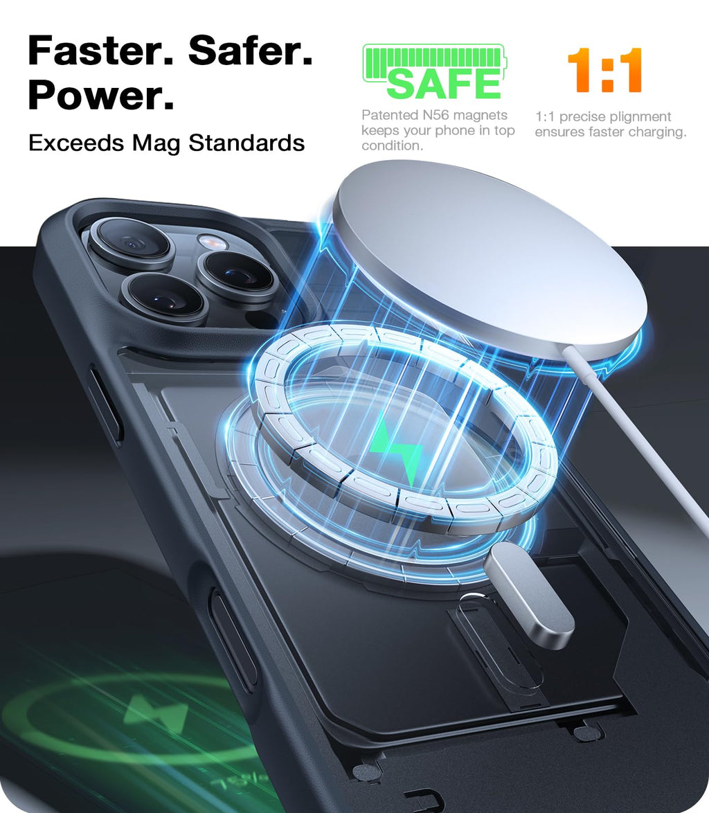 TORRAS Magnetic & Shockproof for iPhone 16 Pro Max Case, 4X Military Grade Protection, Fit for MagSafe, Translucent Slim Case for iPhone 16 Pro Max Anti-Fingerprint Anti-Scratch 6.9", Black Titanium