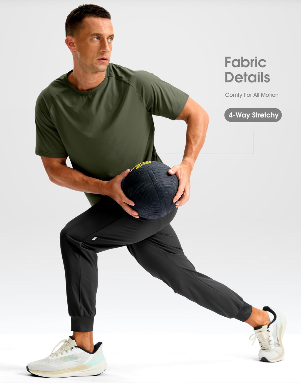 Mens Workout Shirts Quick Dry Athletic Running T-Shirts Short Sleeve Cooling Moisture Wicking Gym Active Tee Tops Olive L