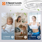 addlon 24'' Ceiling Fans with Lights and Remote, Low Profile Flush Mount Ceiling Fan with Light, 3000-6000K Dimmable LED Fandelier, Modern Small White Ceiling Fan for Bedroom, Kitchen, Living Room