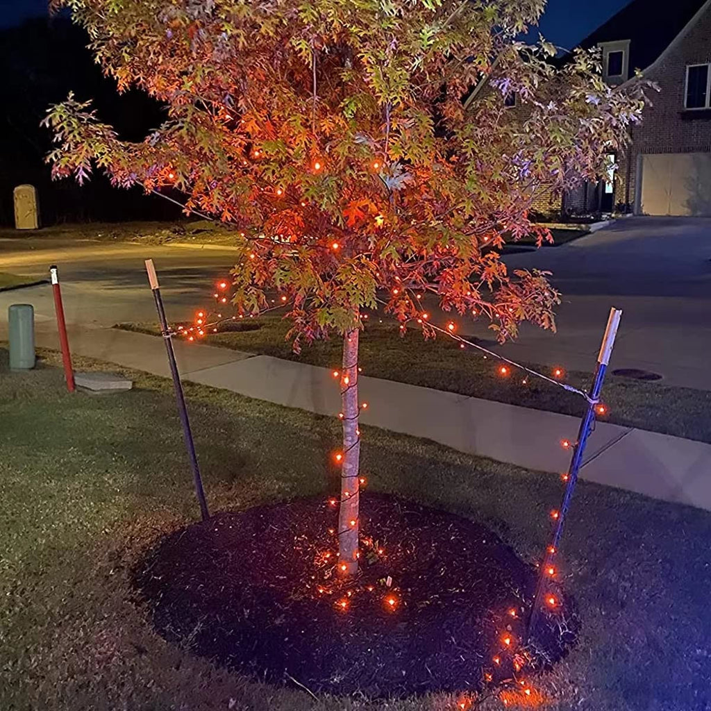 YEGUO Orange Lights for Halloween, 200 LED String Lights Outdoor Waterproof, Green Wire Christmas Lights Indoor, 8 Modes 66ft Twinkle Lights Plug in for Halloween Decor