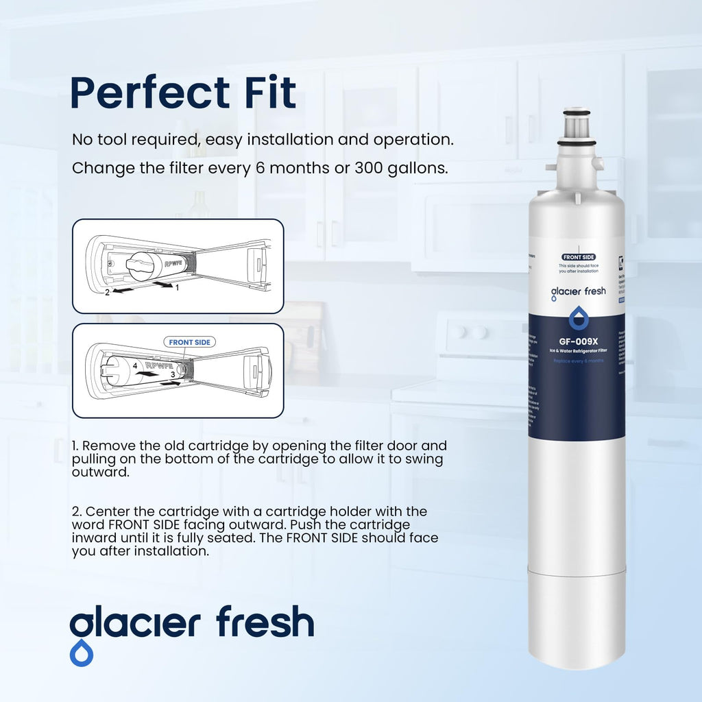 GLACIER FRESH RPWFE (with CHIP) Refrigerator Water Filter, Replacement for GE® RPWFE, RPWF, WSG-4, WF277, GFE28GMKES, PFE28KBLTS, GFD28GSLSS, PWE23KSKSS, GYE22HMKES, DFE28JSKSS, Pack of 1