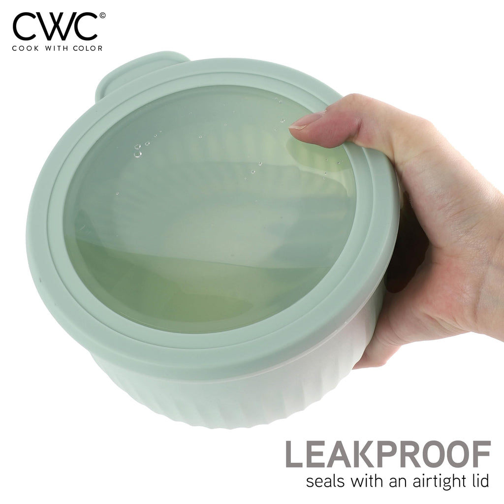 COOK WITH COLOR Prep Bowls with Lids- Wide and Deep Nesting Plastic Small Mixing Bowl Set with Lids, 8 Piece Set - Deep Bowls, Sage