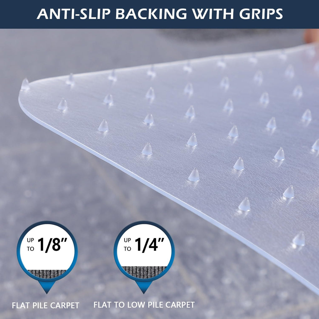 SALLOUS Clear Heavy Duty Chair Mat for Carpeted Floors - 48" x 36" Gaming and Rolling Desk Floor Mat With Grips for Home Office