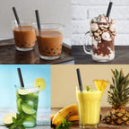 MYJIE 300 Pcs Black Boba Straws Jumbo Smoothie Straws,Individually Wrapped Plastic Disposable Wide-mouthed Large Straws(0.43" Wide X 9.45" Long)
