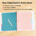 8 Tabs Long-Lasting Plastic Write & Erase Large Tabs Dividers for 3 Ring Binder, Aesthetic Cute Pastels Binder Dividers for Student, Teacher, Office, Home Organizers, 1 Set, Pastels Color