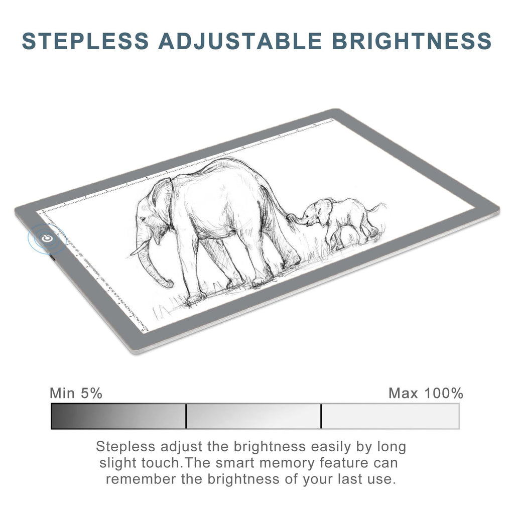 LitEnergy A3 LED Copy Board Light Tracing Box, Ultra-Thin Adjustable USB Power Artcraft LED Trace Light Pad for Tattoo Drawing, Streaming, Sketching, Animation, Stenciling (Silver)