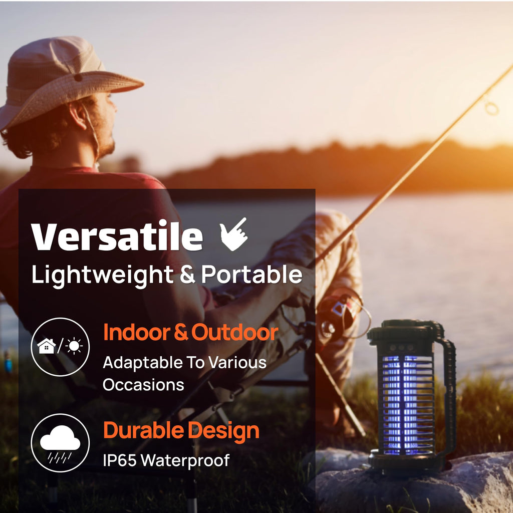 Solar Bug Zapper Outdoor and Indoor, Rechargeable Insect Trap, Cordless Waterproof Mosquito Zapper, Patio and Camping Essentials