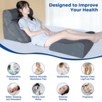 KingPavonini 4PCS Bed Wedge Pillow Post Surgery, Orthopaedic Sleeping Wedge Pillow Set for Neck, Back and Leg Pain Relief, Acid Reflux, GERD, Wedge Pillow for Sleep Apnea with Travel Bag