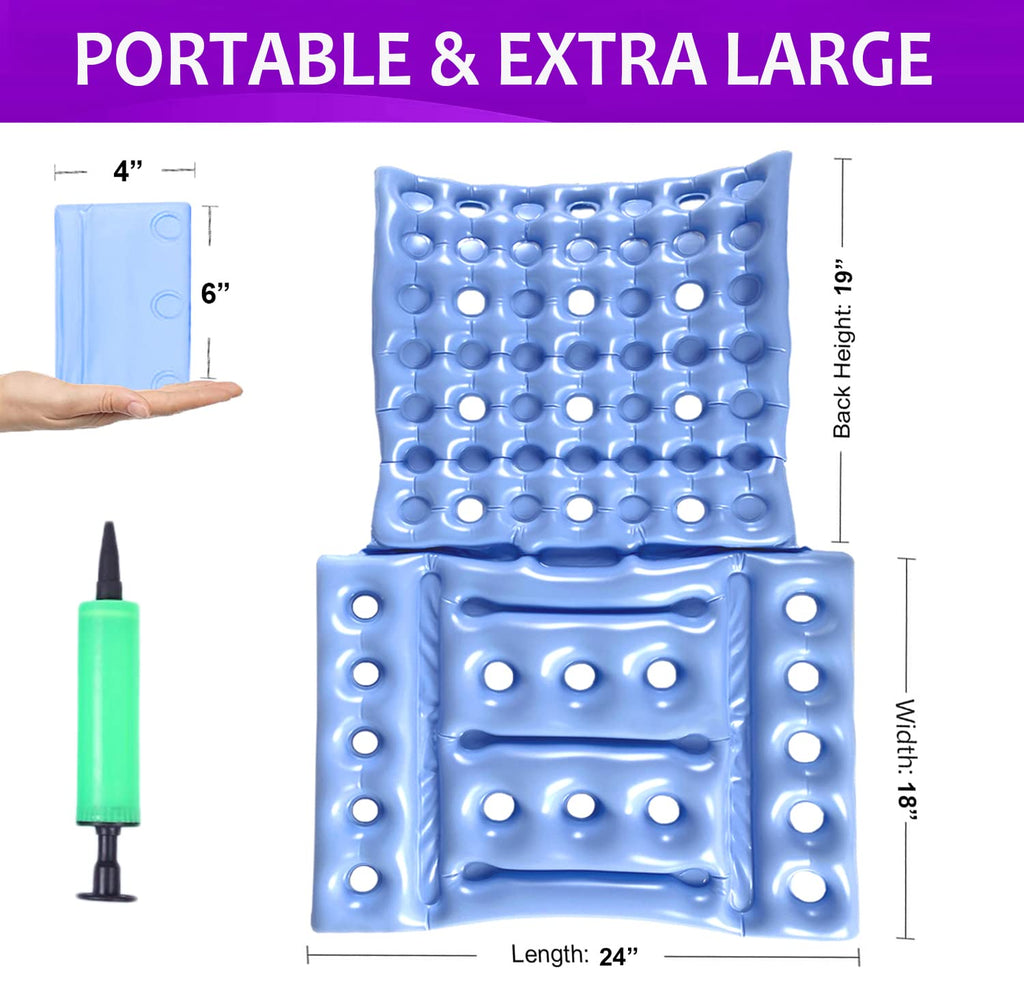 Inflatable Seat Cushion Anti-Decubitus Wheelchair Cushion, Breathable Backrest Air Cushion Bed Sore Cushion for Pressure Sores Pain Relief - Portable Travel Seat Cushion for Airplane/Car/Office