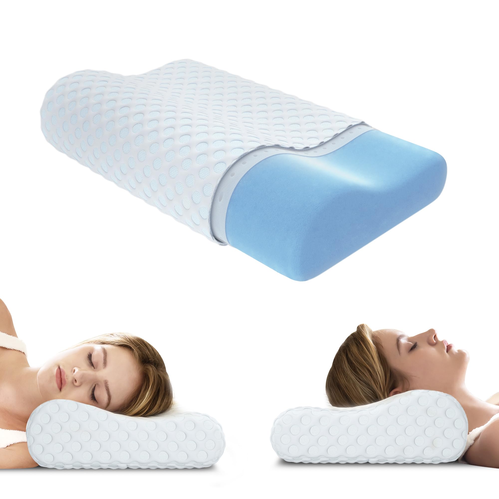 Neck Pillow Memory Foam Contour Pillow for Pain Relief Cervical Pillow for Sleeping, Orthopedic for Neck and Shoulder Pain, Ergonomic Pillow for Side Back Stomach Sleeper-Firm