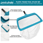 POOLWHALE Professional Pool Skimmer Net, Upgraded Extra Wide Scoop Edge, Swimming Leaf Rake with Ultra Fine Mesh Deep Nylon Net Bag - Pool Nets for Cleaning Leaves, Debris (Not Pole)
