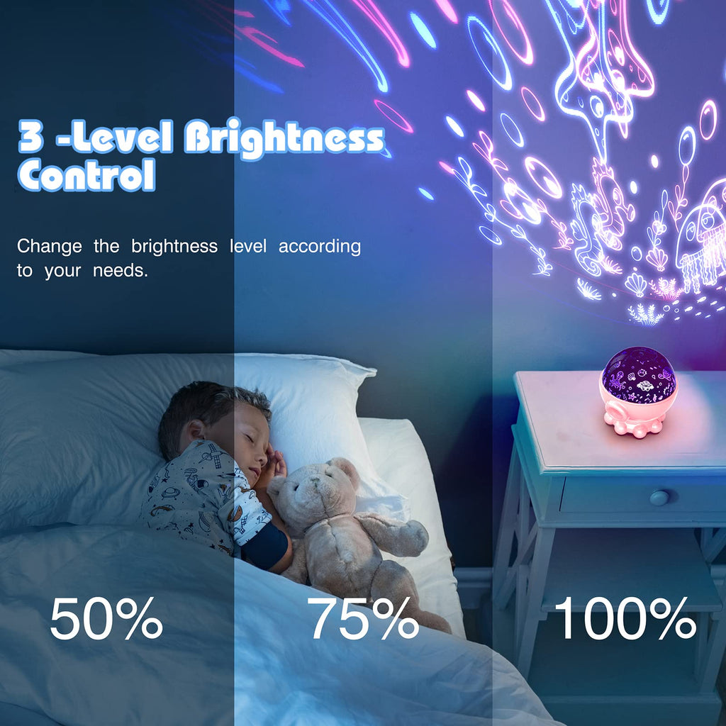 Night Light Projector,Ocean Star Night Light for Kids Room,Dinosaur Toys with 360° Rotation,Remote and Timer,3 Projection Films,17 Light Modes,9 Lullaby Songs,Birthday Christmas Gifts Kids Toys