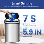 Kitchen Trash Can with Lid, 13 Gallon Automatic Garbage Can for Bathroom Bedroom Home Office 50 Liter Touch Free High-Capacity Brushed Stainless Steel Waste Bin