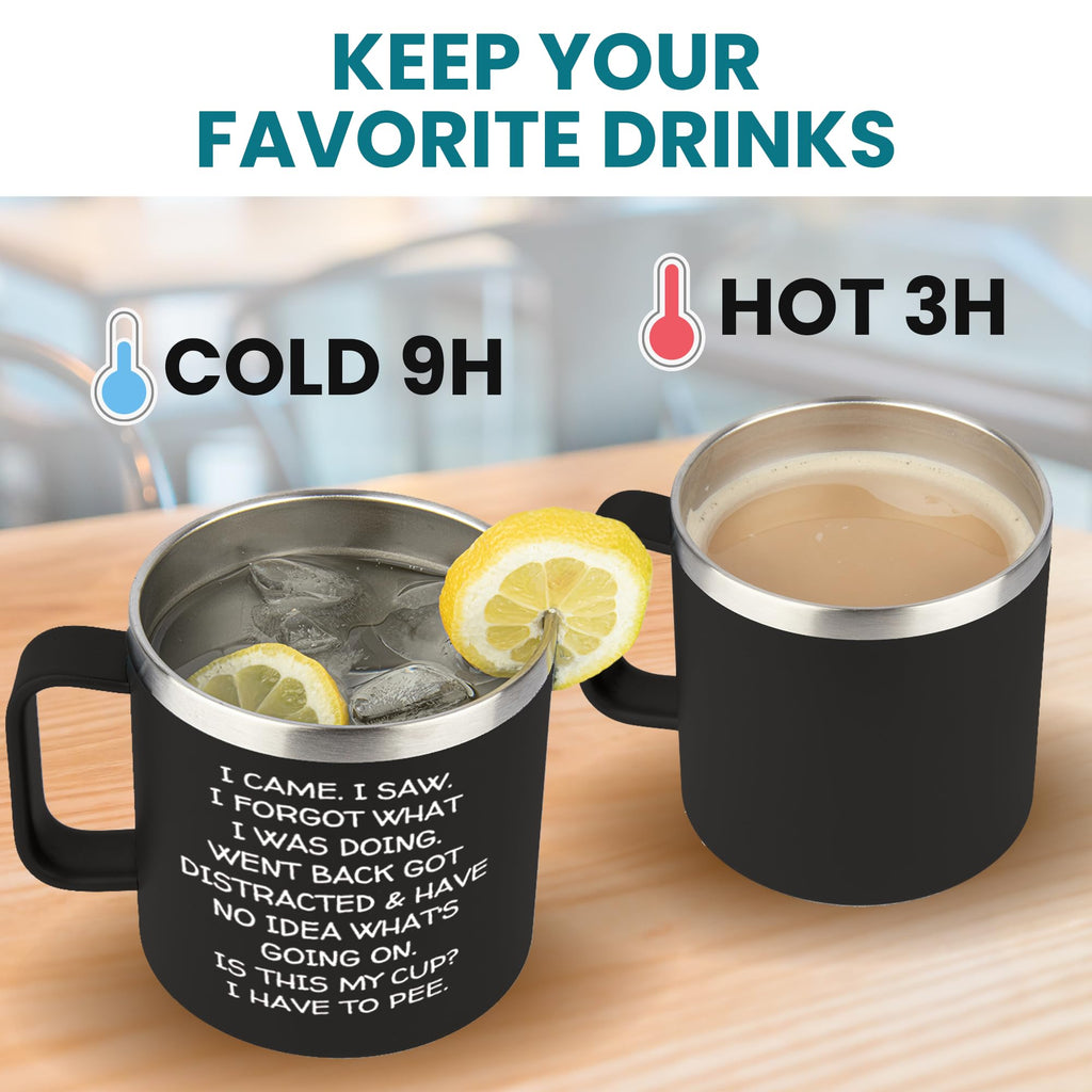 KLUBI Christmas Gifts for Women I Came I Saw I Forgot Tumbler 14oz Black Birthday Gifts for Men Grandpa Gifts for Him Drinking Cups for Elderly Senior Citizen Tumbler I Came I Saw I Forgot Coffee Mug