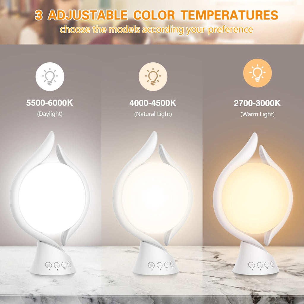 Voraiya® Light Therapy Lamp 10000 Lux, UV-Free Therapy Light with 5 Brightness & 3 Color Temperature, 4 Timer & Memory Function, Full Spectrum, Bright Seasonal Sun Light Lamp for Bedroom, Office