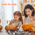 WANNTS Pumpkin Carving Kit Halloween, Safe and Easy Pumpkin Carving Set for Kids, DIY Stainless Steel Pumpkin Carving Tools for Halloween Decoration Jack-O-Lanterns, Gift for Halloween(With Hammer)