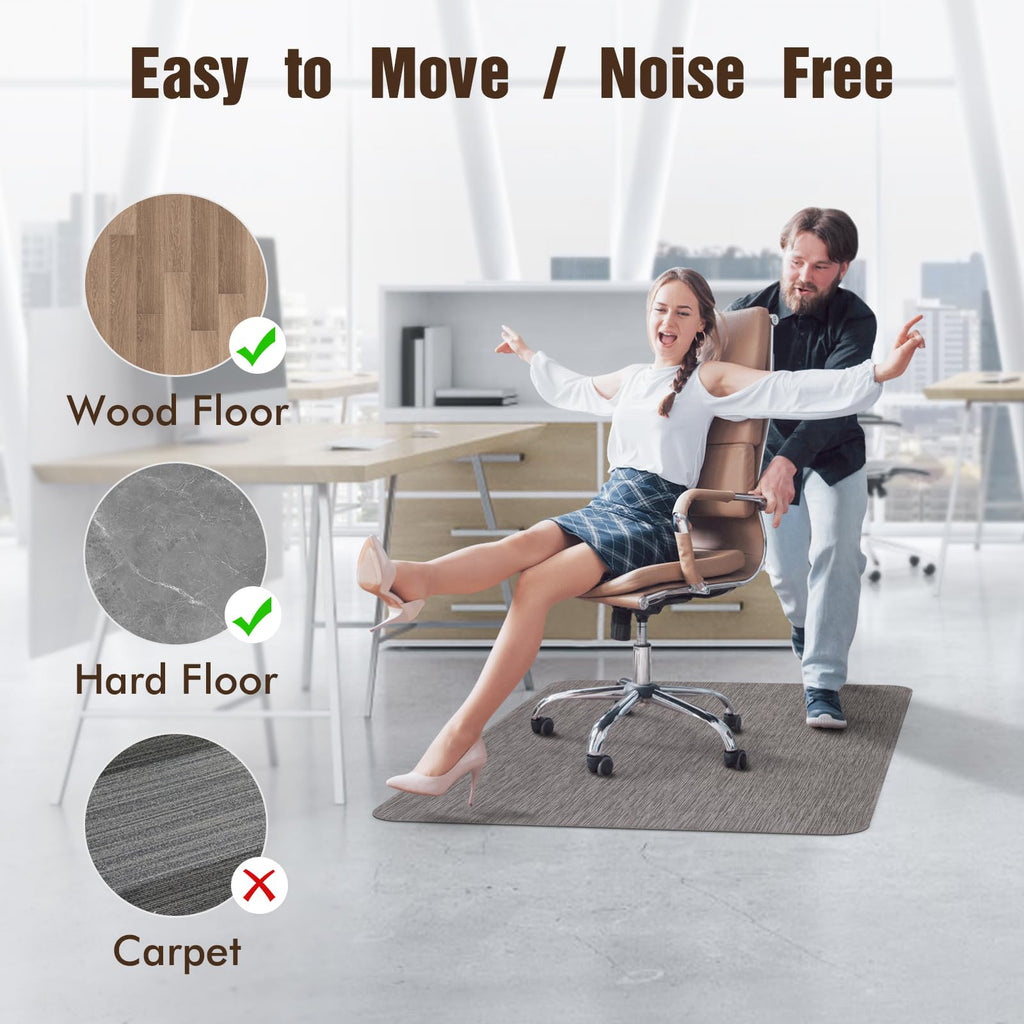 Blvornl Office Chair Mat for Hardwood Floor, 47.2" x 60" Desk Chair Mat for Hard Wood and Tile Floor, Large Anti-Slip Hard Floor Protector Rolling Chair Mat, PVC Mat Desk Rug for Office, Dark Grey
