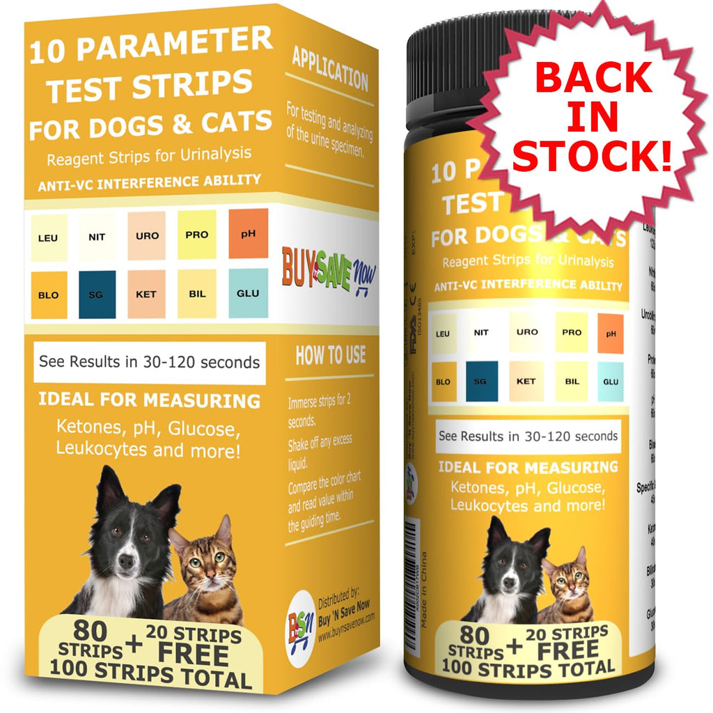 Pet Test Strips for Dogs, Cats, and Other Animal Pets. Accurate Urine Monitoring and Testing Kit That Helps Veterinarian Tests for Blood, Glucose, pH, Specific Gravity, UTI, Liver and Kidney Health.
