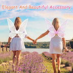 quescu Fairy Wings for Adults,Butterfly Wings for Girls,Angel Wings,Fairy Costume for Women Halloween Dress Up Party Favor (White)