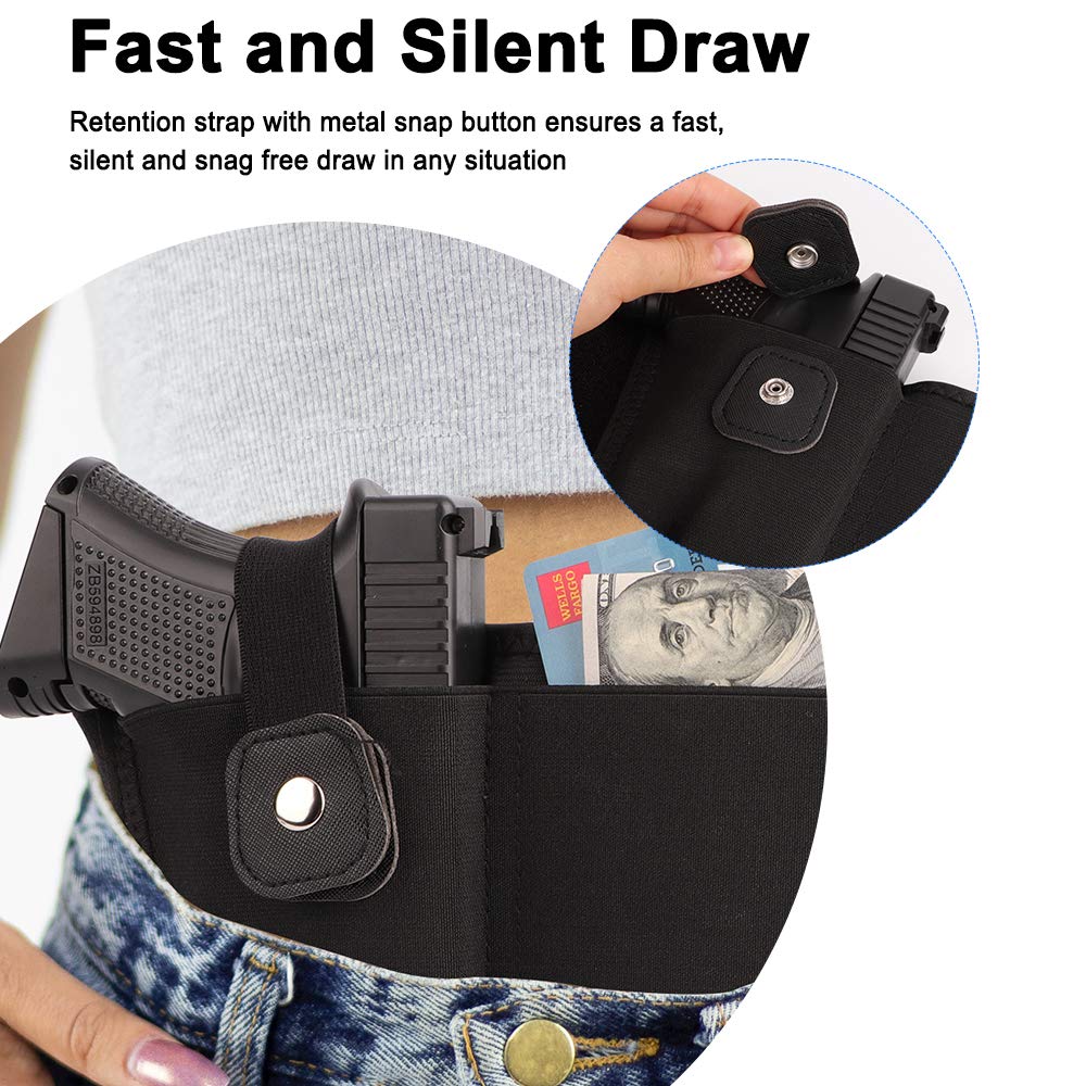 Belly Band Holster for Men Women - Gun Holster for Comfortable Carry Fits Glock, Smith Wesson, Taurus, Ruger, and More-Breathable Neoprene Waistband Holster for Most Pistols and Revolvers