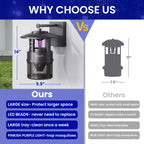 COKIT Mosquito & Flying Insect Trap Outdoors UV Light Large Bug Trap Kills Flies, Moths, June Beetles, Wasps, Yellow Jackets, Gnats, Protects up to 1/2 Acre, No Zapper, Black