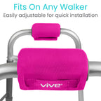 Vive Walker Handle Cushions - Padded Hand Covers - Soft Padding Medical Accessories for Folding Rolling Wheelchair, Rollator Handle, Senior, Elderly Grippers - Foam Crutch Pads Grips - Mobility Aid (Pink)