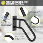 Auroras Hand Rails for Outdoor Steps, 28.7" Outdoor Handrail - Auroras Wall Mount Handrail, Handrail for 1-3 Steps, U-Shaped Handrails for Kids, Elderly, Pregnant Women, Disabled (Black)