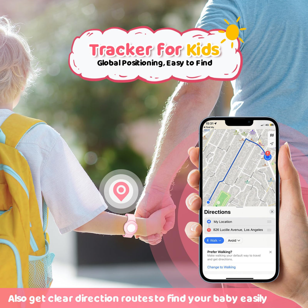 PawGaze Bracelet Tracker for Kids, Compatible with Apple iOS FindMy App, Anti-Lost Tracking Device for Girls/Boys/Elderly, Hidden Soft Silicone Holder Bracelet Wristband
