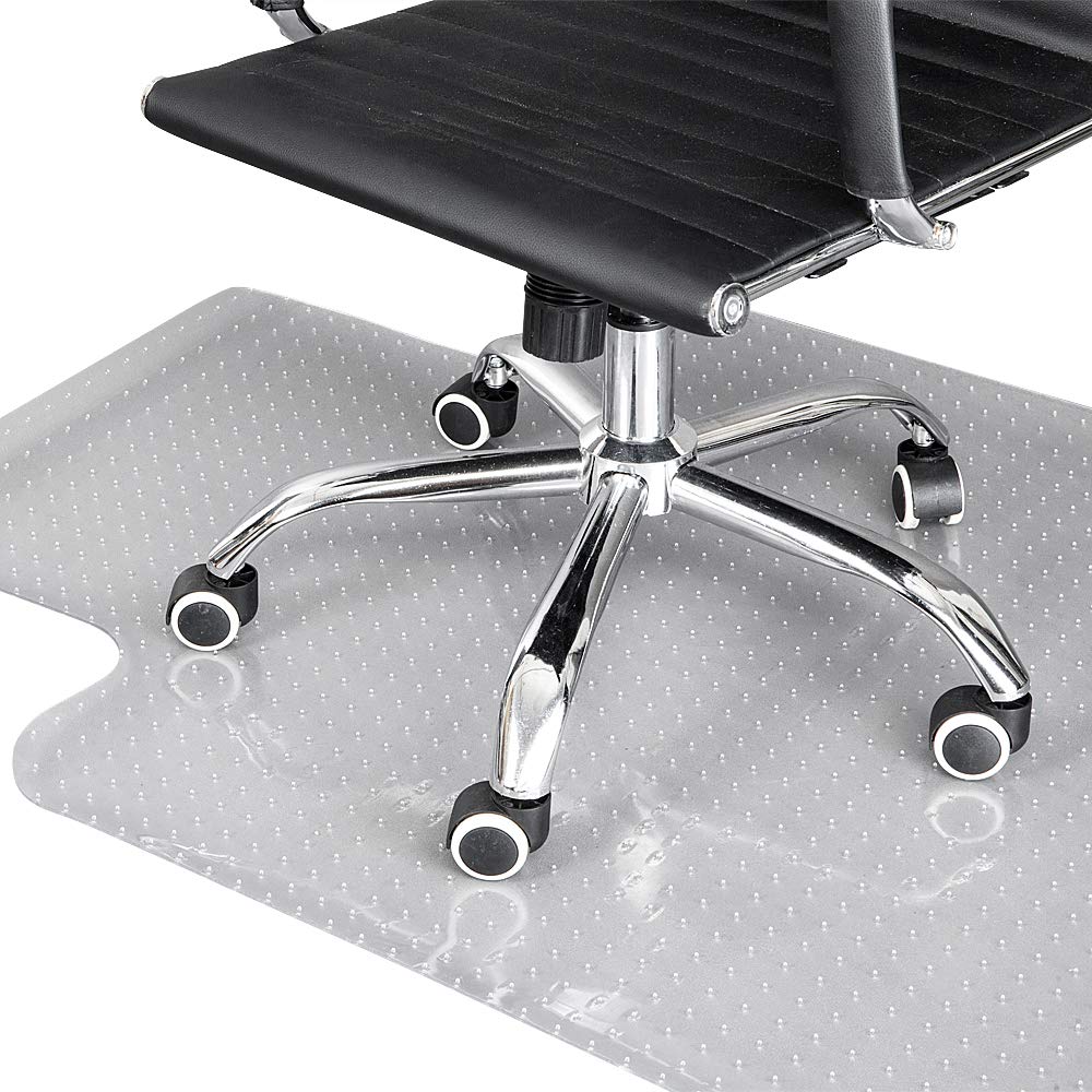 Kuyal Office Chair Mat for Carpet, Desk Computer Chair Mat for Carpet, 45" X 53" Transparent PVC Home Office Floor Mat On No Pile, Low Pile Carpet (45" X 53" with Lip)