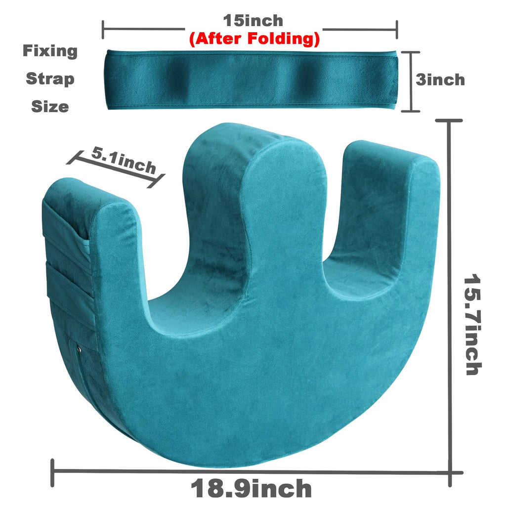 Sexysamba Bedridden Patient Turning Device with Fixing Strap Elderly Assistance Products Bed Rest Leg Pillow Patient Lift Aid Flannel Multifunctional Anti-Decubitus Nursing Products, Blue