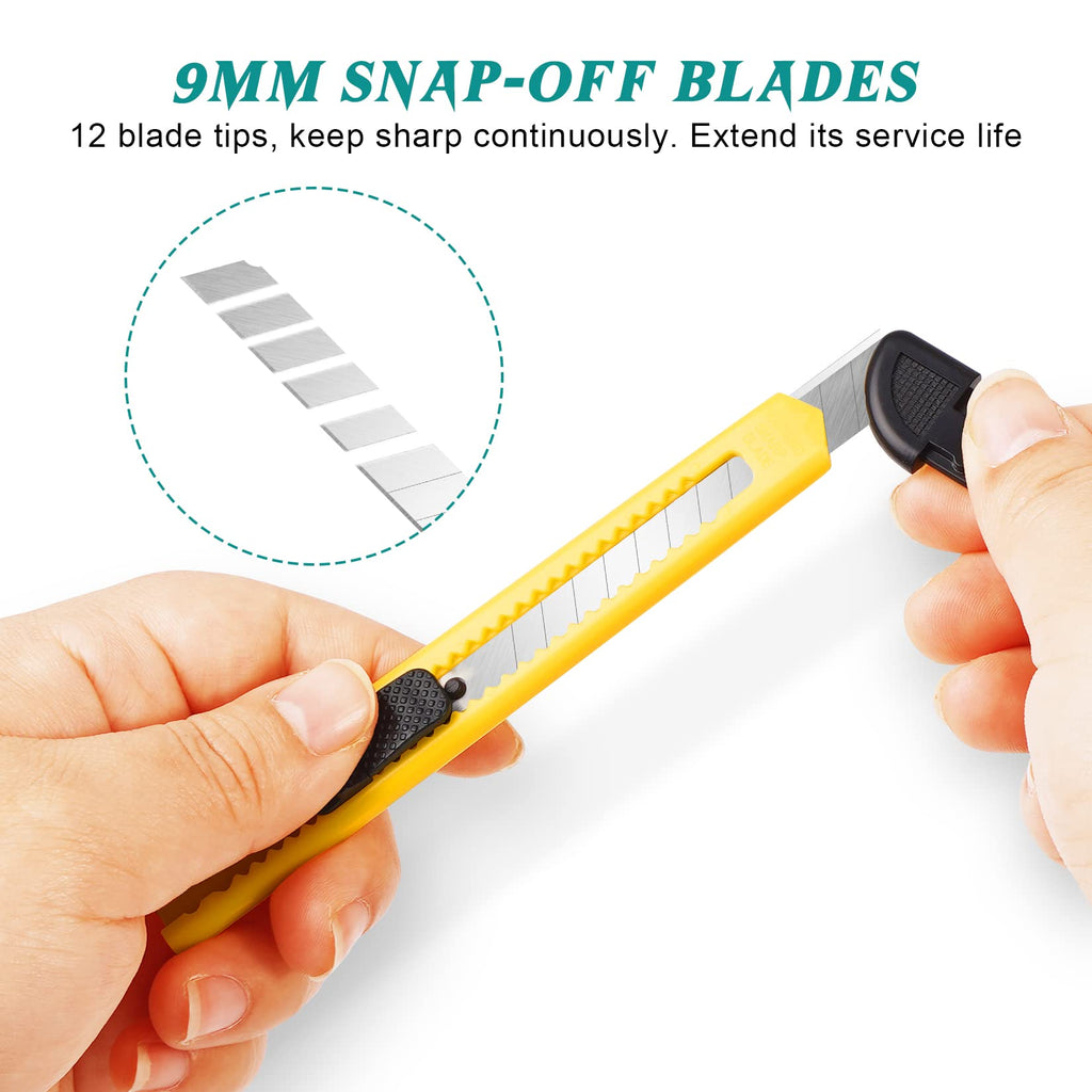 4 Pack Box Cutter, 9mm Snap-off Utility Knife, Box Cutter Retractable for Opening Packages Cartons, Box Opener, Disposable Razor Knife Exacto Knife Perfect for Office and Home use