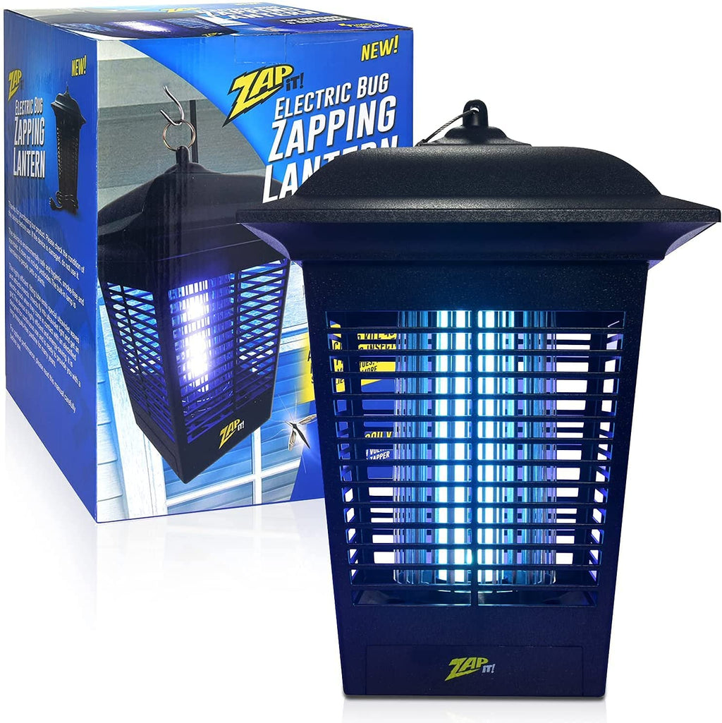 ZAP IT! Electric Bug Zapper Lantern - Indoor and Outdoor Plug-in 360 Degree Mosquito Control, Insect and Fly Killers | UV Light and Electric Shock Mosquito Killer Lamp | Includes Bug Collector