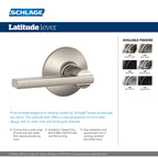 Schlage F40 V LAT 622 Latitude Door Lever, Bed & Bath Privacy Lock, Matte Black