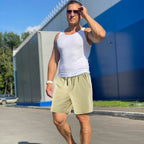 Men's Outdoor Shorts Casual Elastic Waist Drawstring Summer Beach with Pockets Lightweight Hiking Quick Dry Sports Shorts-S Dark Gray