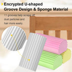 Jeymei 4-Pack Damp Clean Duster Sponge,Reusable Magic Dusting Sponge Brush for Cleaning Blinds, Glass, Baseboards,Vents,Railings,Mirrors,Window Track Grooves and Faucets (Grey,Yellow,Pink,Green)
