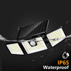 INCX Solar Lights Outdoor Waterproof, 3000 LM 156 LED Motion Sensor Outdoor Lights, 3 Heads Solar Powered Security Flood Light Motion Detected Spotlight for Patio Garage Yard Entryways, 2 Pack Black