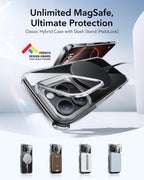 ESR for iPhone 16 Pro Case, Compatible with MagSafe, Military-Grade Protective Case, Built-in Stash Stand iPhone Case, Scratch-Resistant Back Cover, Classic Series, Clear