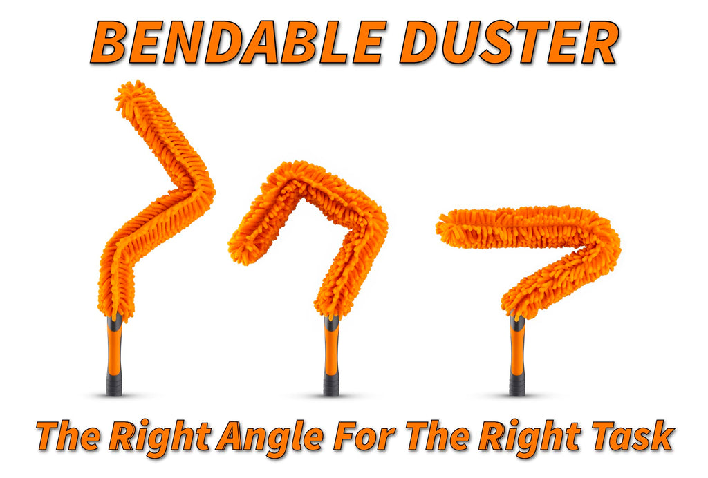 Extend-A-Reach Dusting Kit for Extension Pole or by Hand // Twist on Duster Cleaning Kit includes 3 attachments // Cobweb Brush // Feather Duster and Flexible Ceiling Fan Duster (Pole Sold Separately)