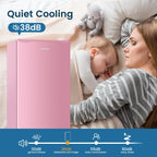 BANGSON Mini Fridge with Freezer, 3.2Cu.Ft, Single Door Small Refrigerator, Energy-efficient, Low Noise, Mini fridge for Bedroom Dorm and Office, Pink