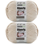 6 Super Bulky Velvet Chenille Yarn for Crocheting - 2 Skein of 200g/7 oz - Ultra Soft Heavy Weight Chunky Knitting Yarn for Baby Blankets, Amigurumi, Home Decor（Beige，2 Skein）