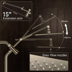 Veken All Metal 10" Brushed Nickel Shower Head with Handheld, Luxurious Square Double Rain Shower Heads with Power-wash Hand Held, Dual High Pressure Detachable Rainfall Showerhead,Bathroom Upgrade