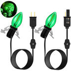 Enhon 2 Pack Accessory Cord with 1 LED Light Bulb, Blow Mold Light with C7 Lamp, Black Cord with On/Off Switch Plug, Christmas Village Light for Holiday Indoor Decor Craft Projects (Green)